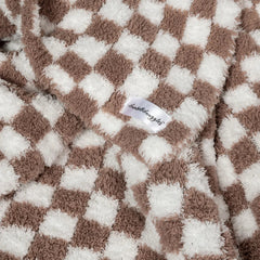Chocolate Milk & White Check Print Extended Throw-7
