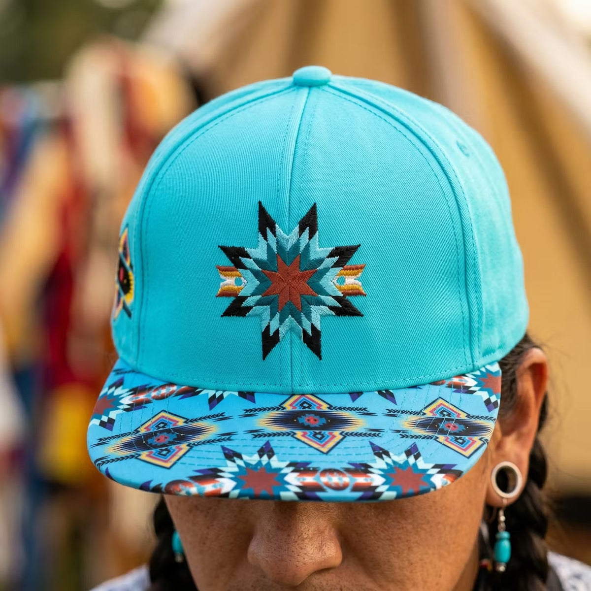 Native embroidery Hat turquoise-2