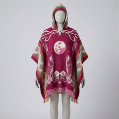 Howling wolf HandMade Wool Poncho-5