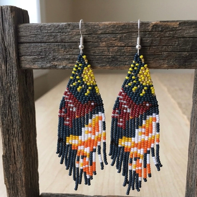 Green Sky Dancer Beaded Earrings-7