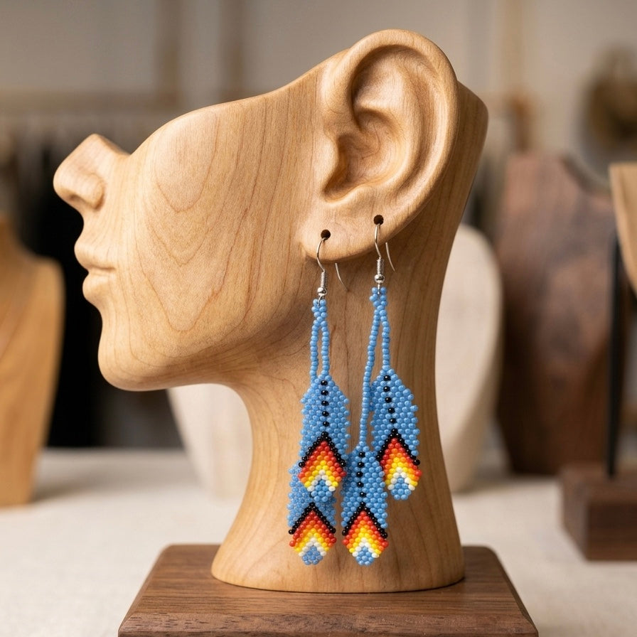 light blue feather earrings-1