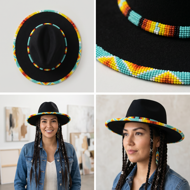 Size-62 Handmade Beaded Hat-1