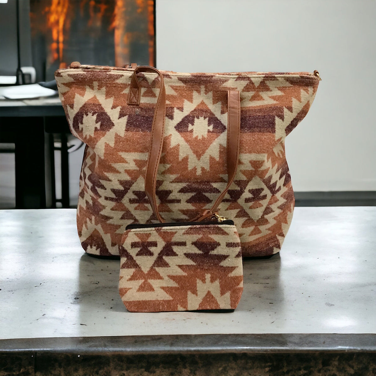 Brown and beige Tote Bag-2