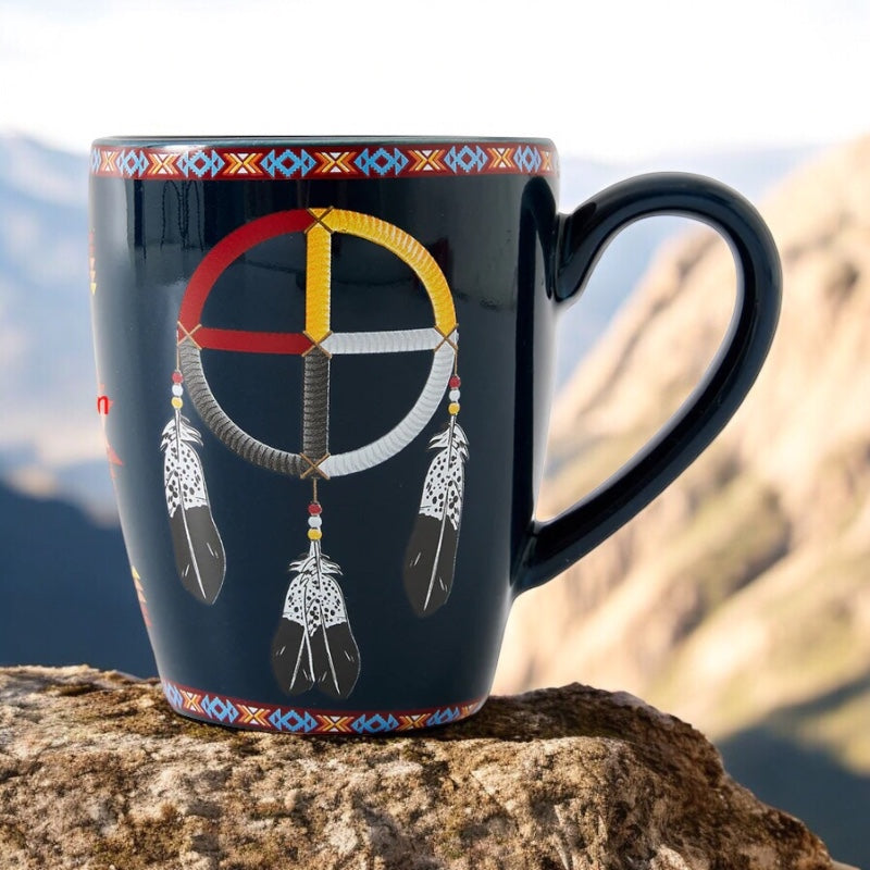 16 Oz Medicine Wheel Navy blue Ceramic Mug-2