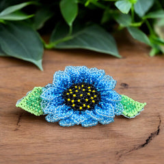 Handmade Beaded Sunflower Hair Clip-Sky Blue-2