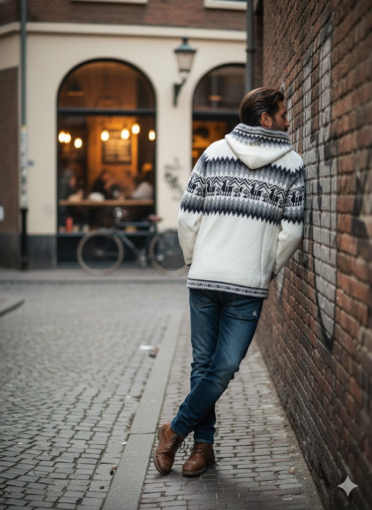 Unisex Alpaca white Sweater-3