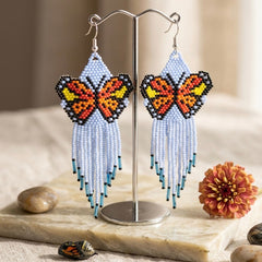 Light Purple Beaded Dancing Wing Earrings-2
