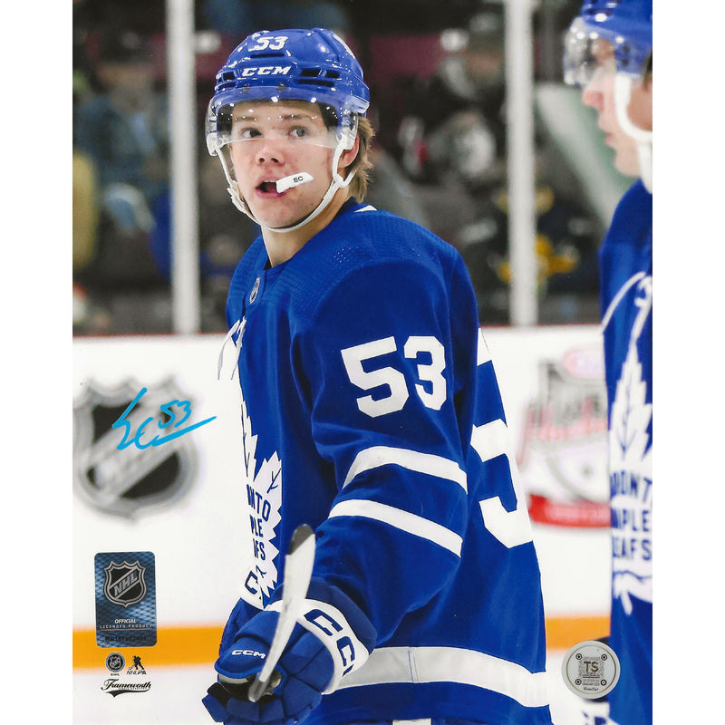 Easton Cowan Autographed Toronto Maple Leafs Biting Mouthguard 8x10 Photo-1