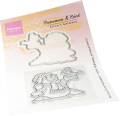 Marianne Design Stamp & Die Set - Eline's Animals - Snowman & Bird-1