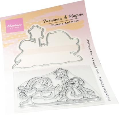 Marianne Design Stamp & Die Set - Eline's Animals - Snowman & Penguin-1