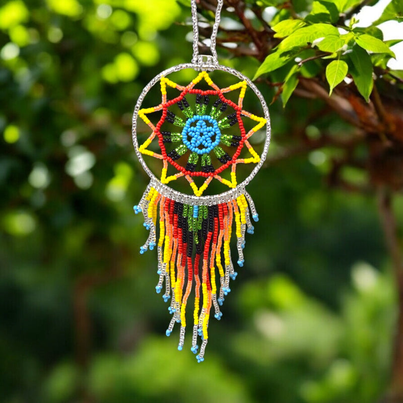 Silver and Yellow Celestial Beaded Handmade Dreamcatcher-1