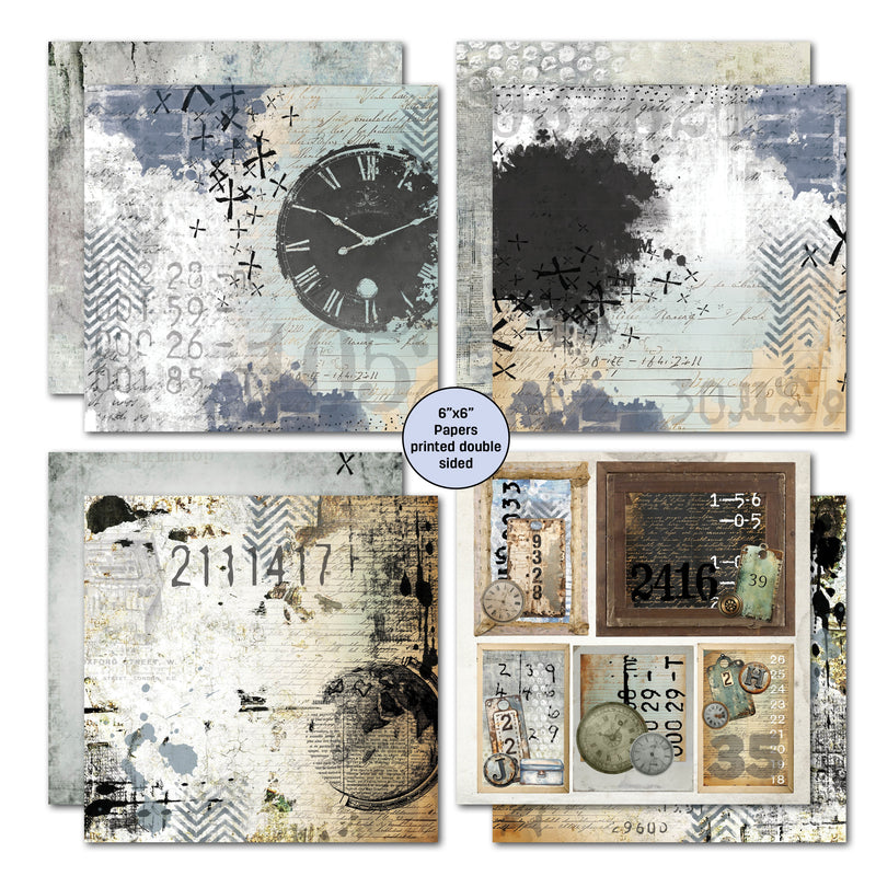 3Quarter Designs Eclectic Clocks 6x6 Paper Pack-3