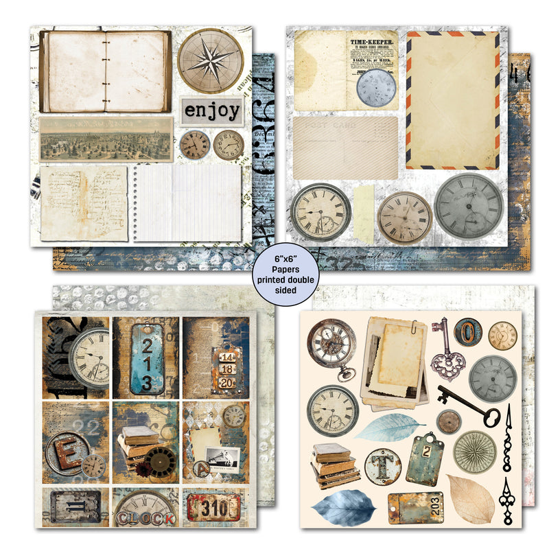 3Quarter Designs Eclectic Clocks 6x6 Paper Pack-4