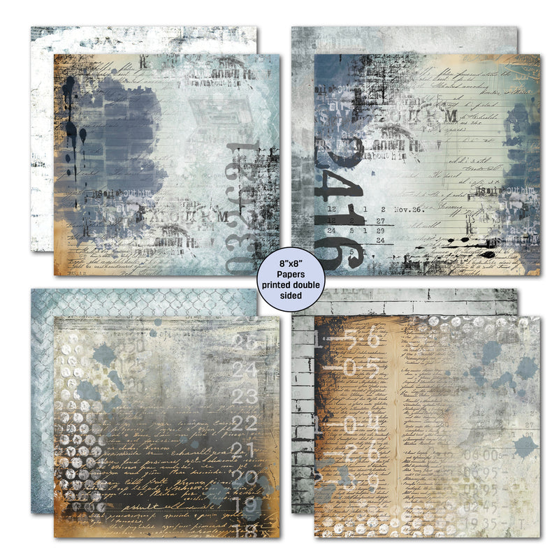 3Quarter Designs Eclectic Clocks 8x8 Paper Pack-2