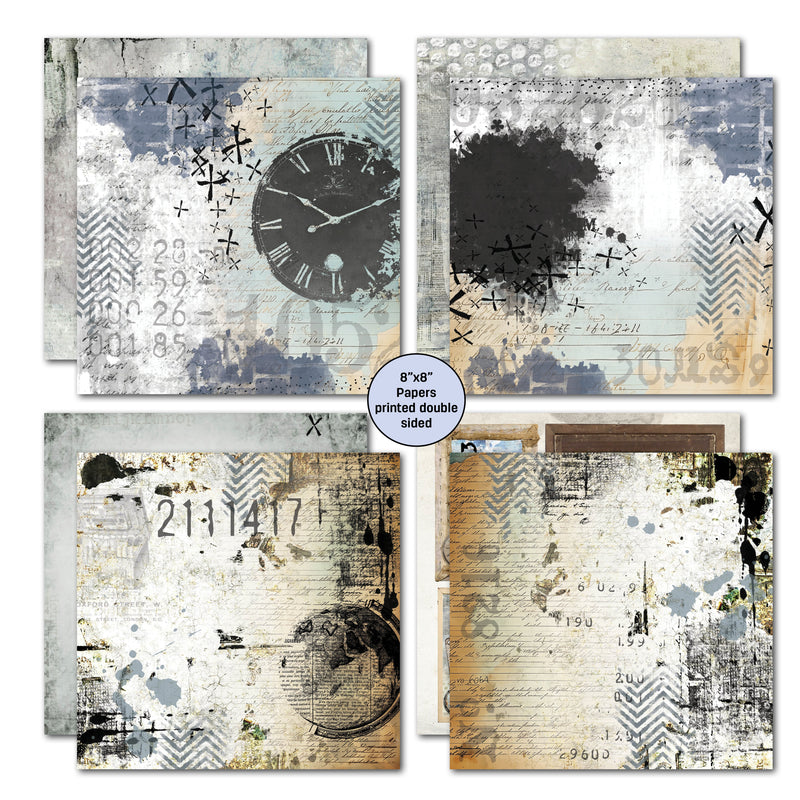3Quarter Designs Eclectic Clocks 8x8 Paper Pack-3