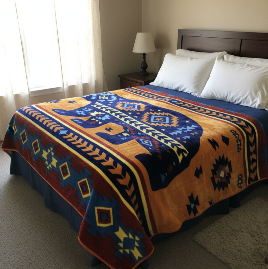 ULTRA SOFT LUXURY PLUSH BLANKET (Navajo Bear)-2