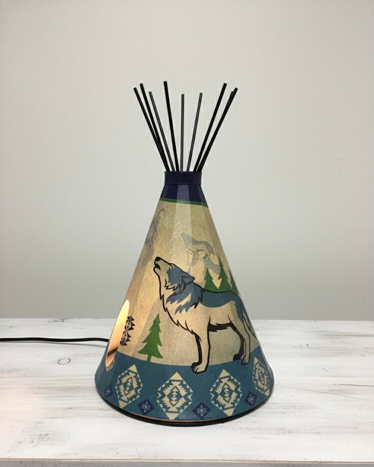 Teepee Table Lamp- Howling Lone Wolf-3