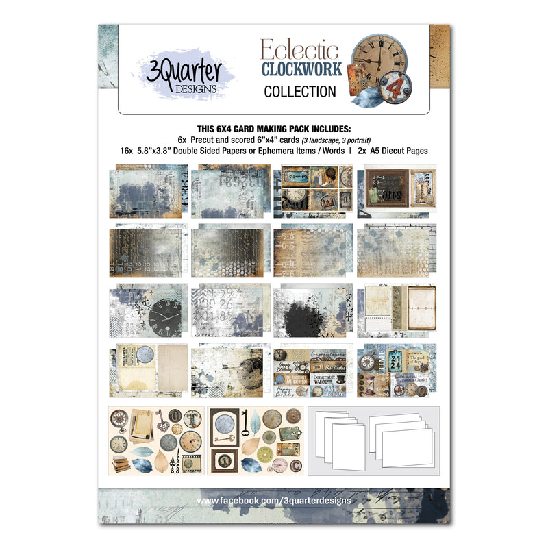 3Quarter Designs Eclectic Clocks 6x4 Card Pack-1