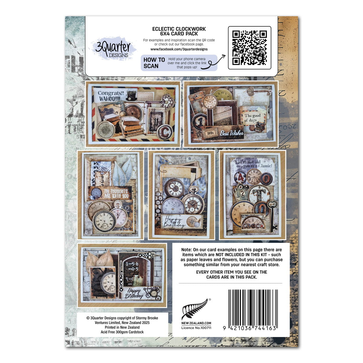 3Quarter Designs Eclectic Clocks 6x4 Card Pack-2