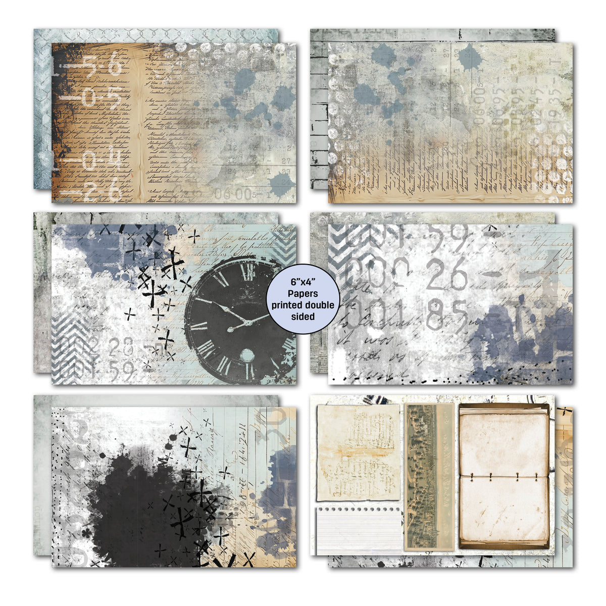 3Quarter Designs Eclectic Clocks 6x4 Card Pack-4