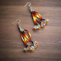 Silver Six-Strand Beaded Cascade Earrings-2