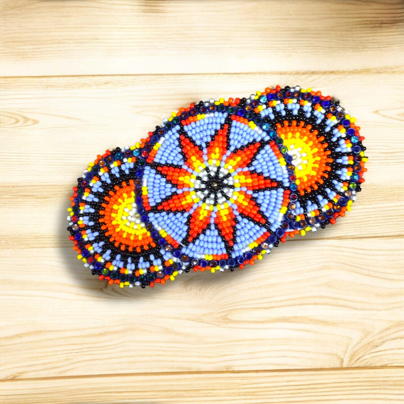 Light Blue Native American Beaded Barrettes-2