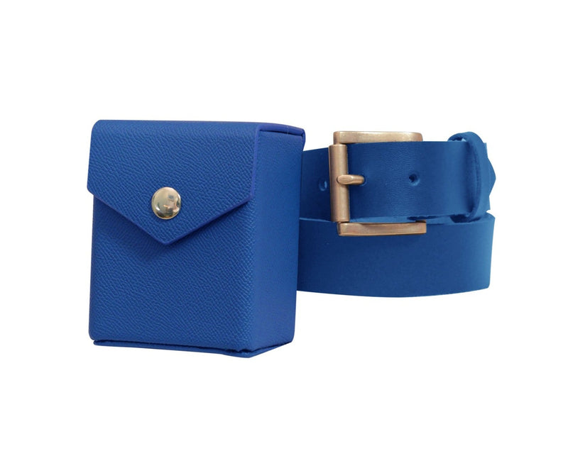 Blue - Hard Shell - Textured Leather - Deck Box - With Belt Loop-4