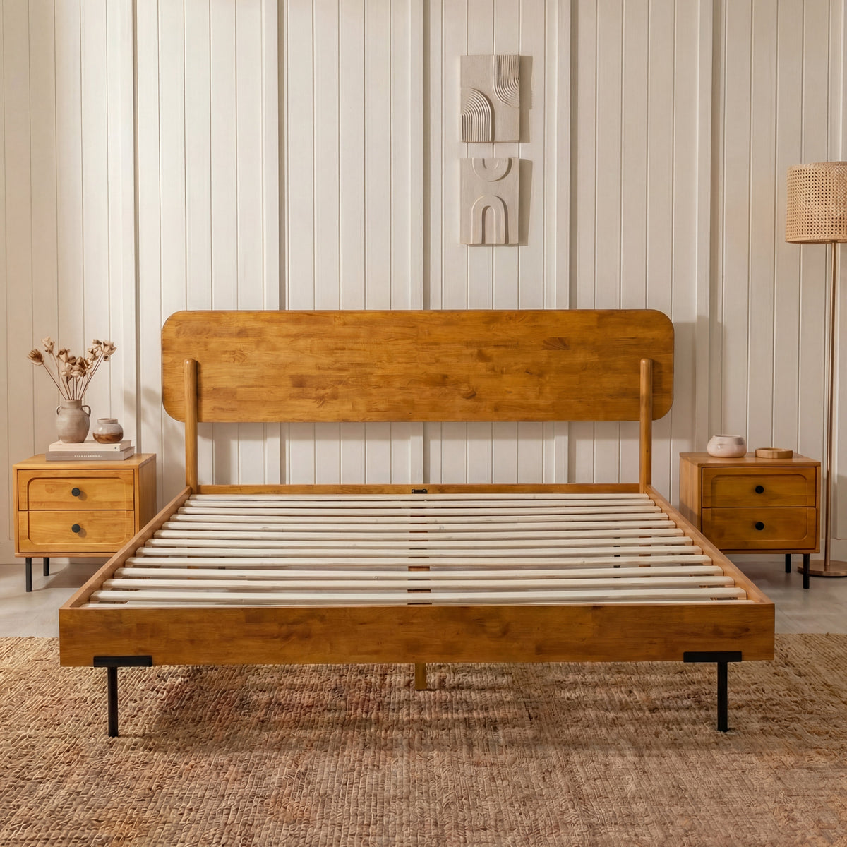 Frida Solid Wood Bed Frame-2