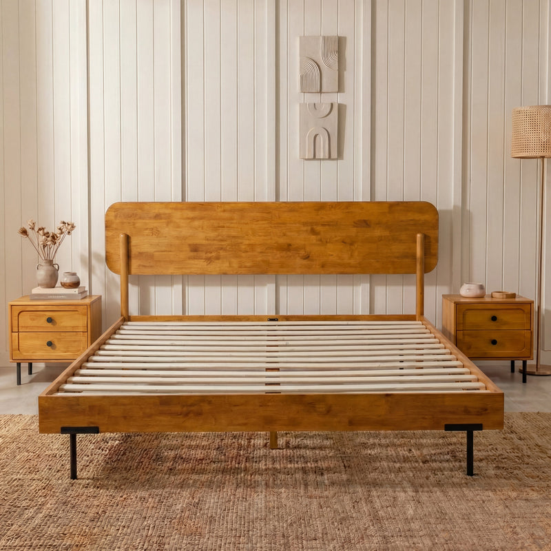 Frida Solid Wood Bed Frame-2
