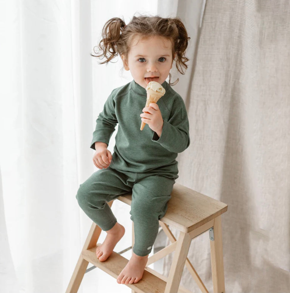 Tanboocel Basics Winter Mock Neck Long Sleeve Shirt | Misty Moss | Nest Designs-4