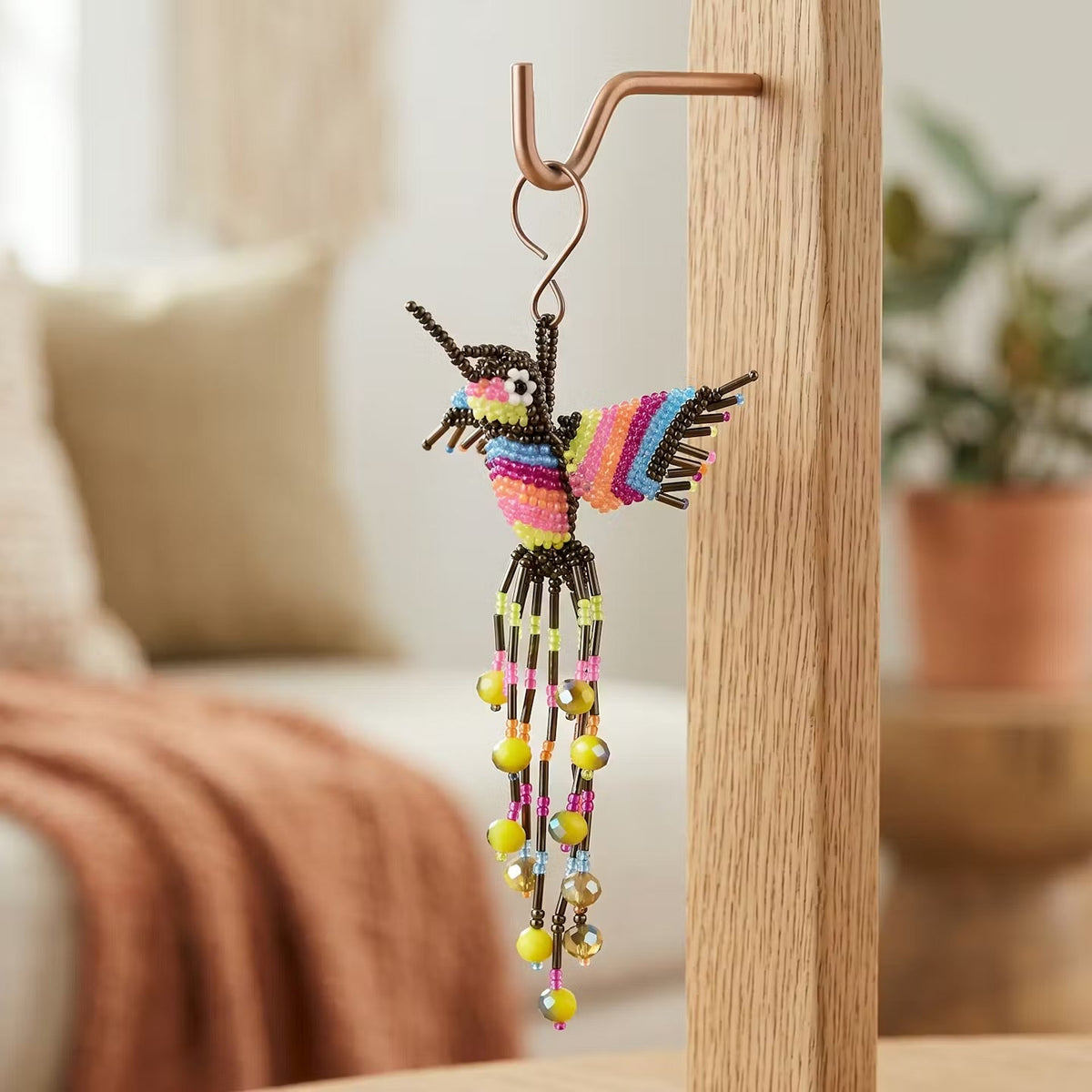 Golden and Brown Beaded Humming Bird-3