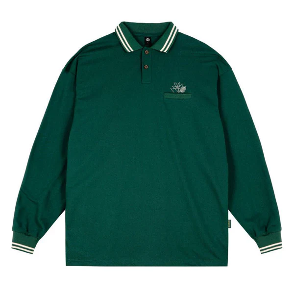 Magenta 'Slam Pique' L/S Polo - Green-1