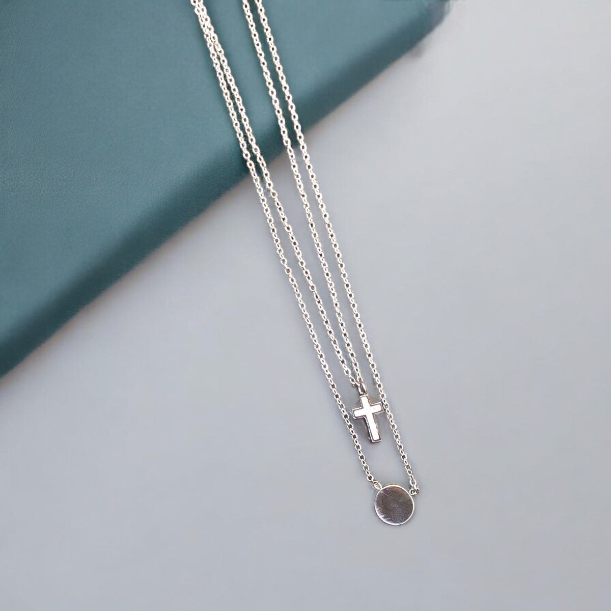 Cross Stainless Steel Necklace Pendants With Long Chain-2