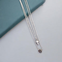 Cross Stainless Steel Necklace Pendants With Long Chain-2