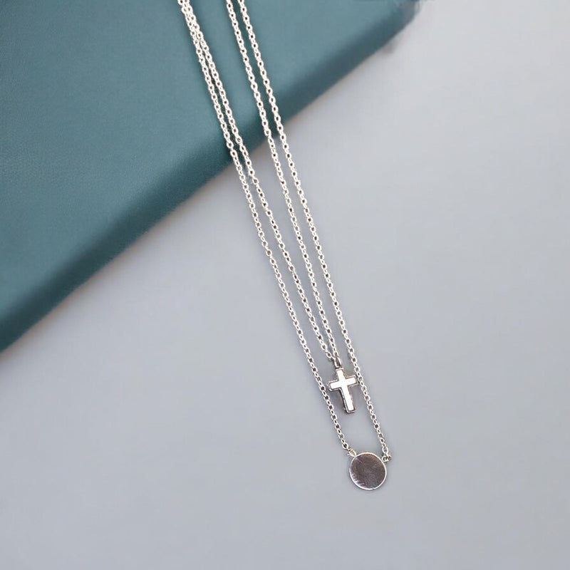 Cross Stainless Steel Necklace Pendants With Long Chain-2