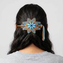 Blue Handmade Beaded Star Barrette-3
