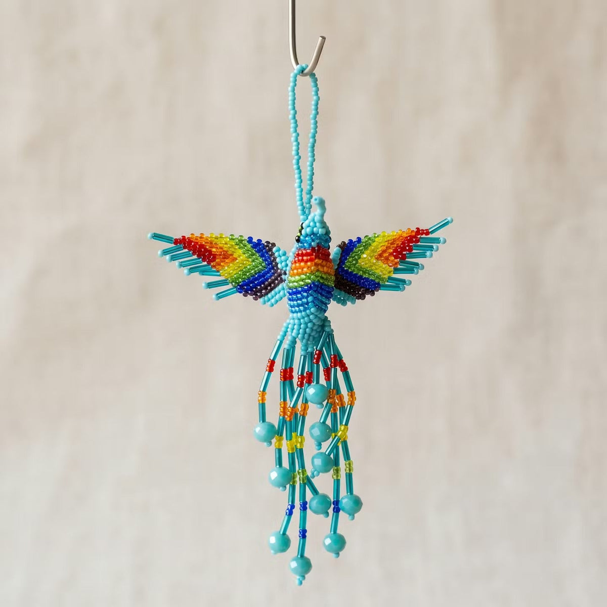 Turquoise Beaded Humming Bird-2