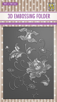 Nellie's Choice 3D Embossing Folder - Exotic Flower-1