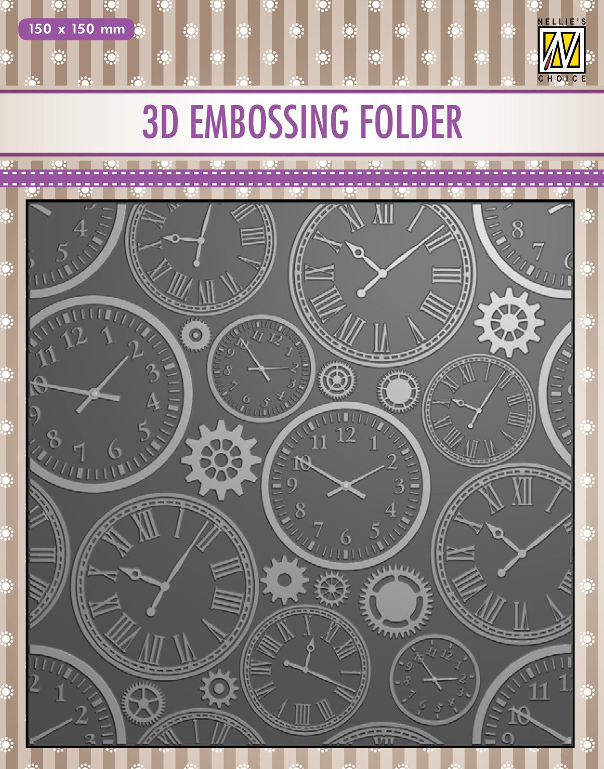 Nellie's Choice 3D Embossing Folder - Time-1