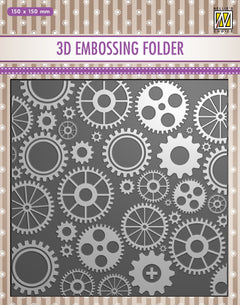 Nellie's Choice 3D Embossing Folder - Cogwheels-1