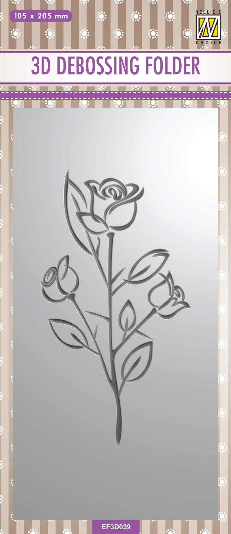Nellie's Choice 3D Debossing Folder Slimline - Rose-1