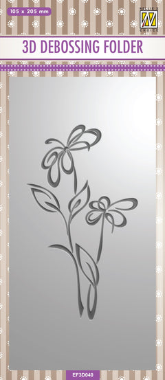 Nellie's Choice 3D Debossing Folder Slimline - Flower-1