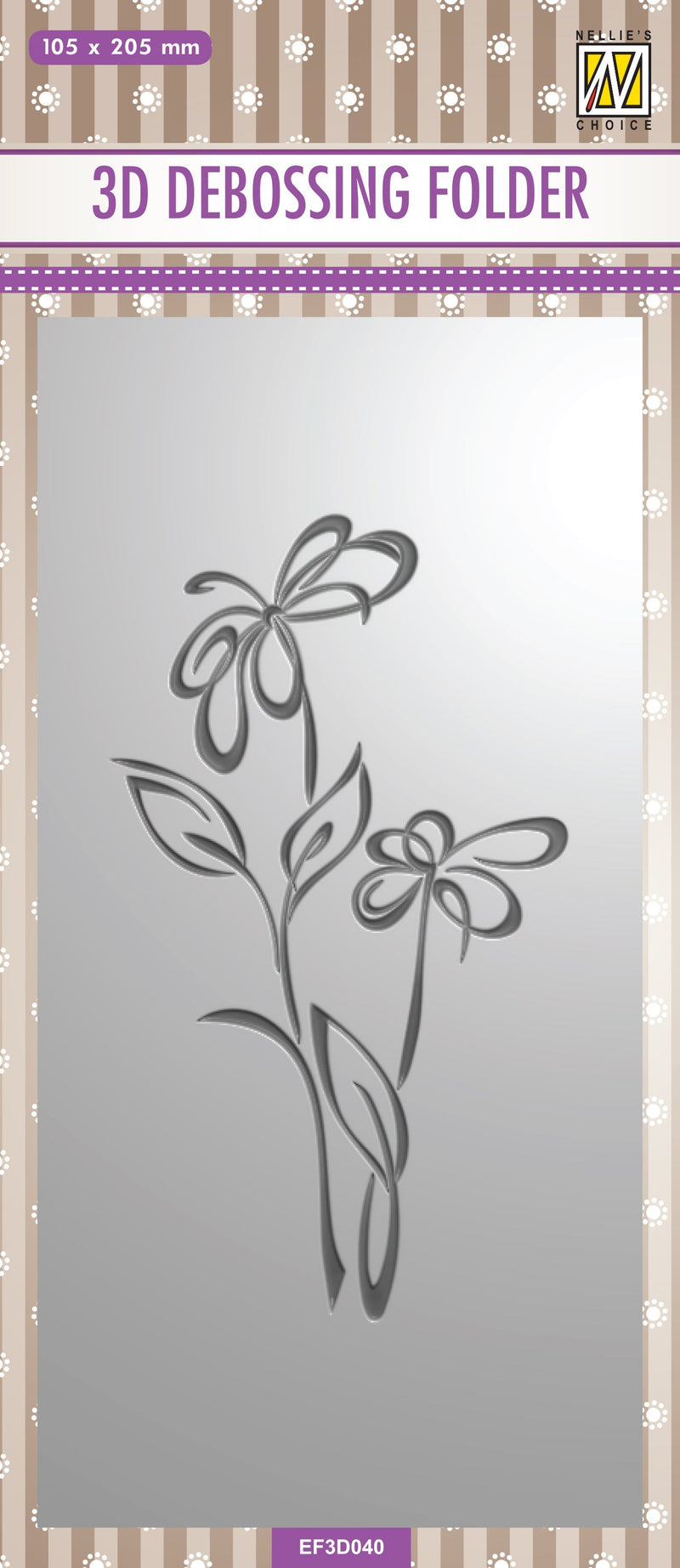Nellie's Choice 3D Debossing Folder Slimline - Flower-1