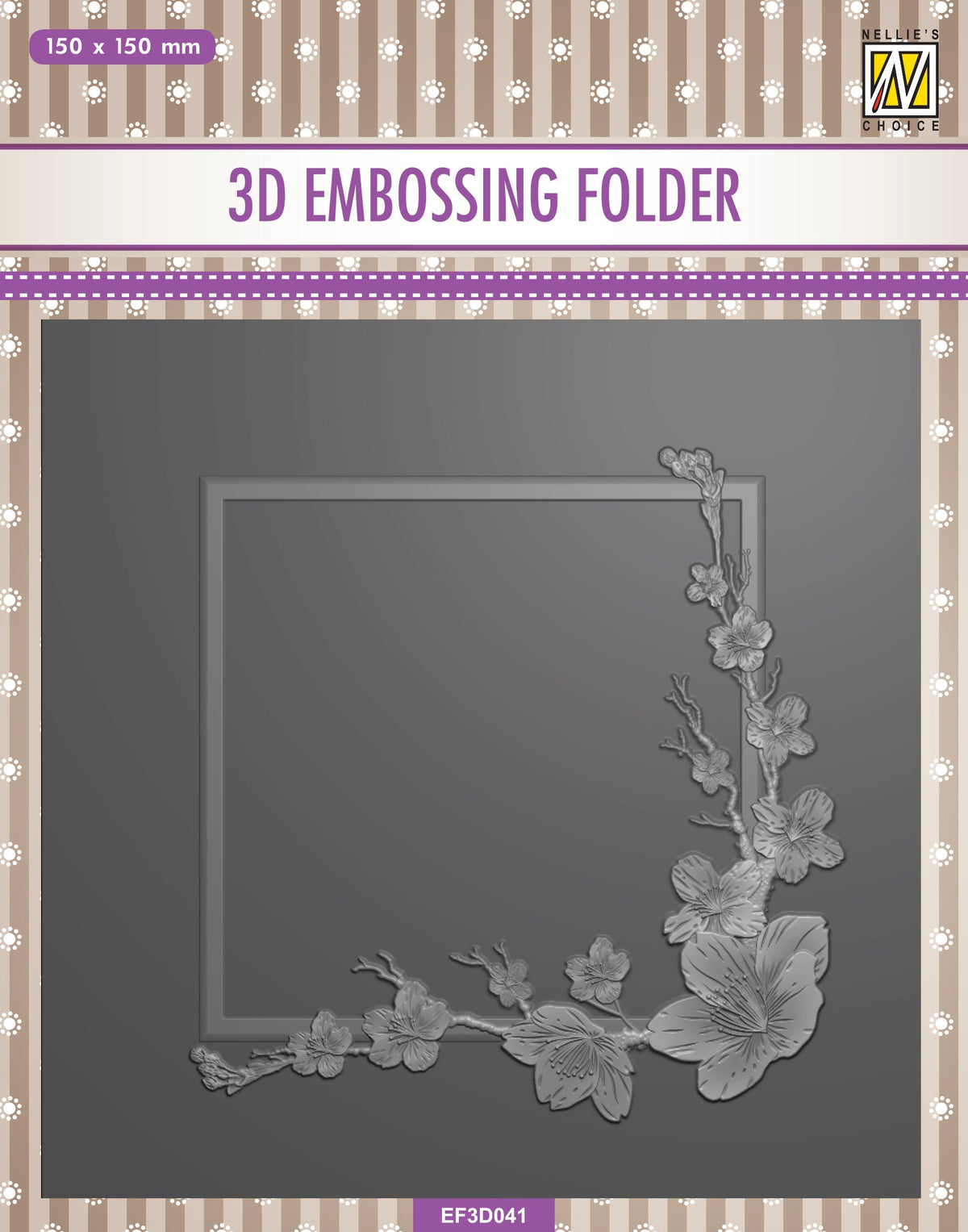 Nellie's Choice 3D Embossing Folder - Square Frame - Blossom-1
