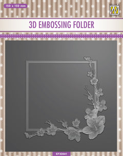 Nellie's Choice 3D Embossing Folder - Square Frame - Blossom-1