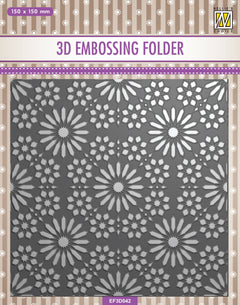 Nellie's Choice 3D Embossing Folder - Square Frame - Flower Pattern-1