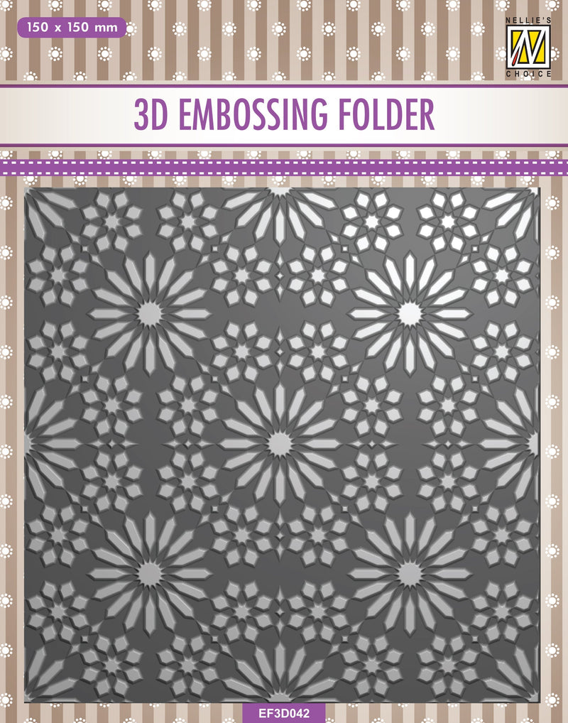 Nellie's Choice 3D Embossing Folder - Square Frame - Flower Pattern-1