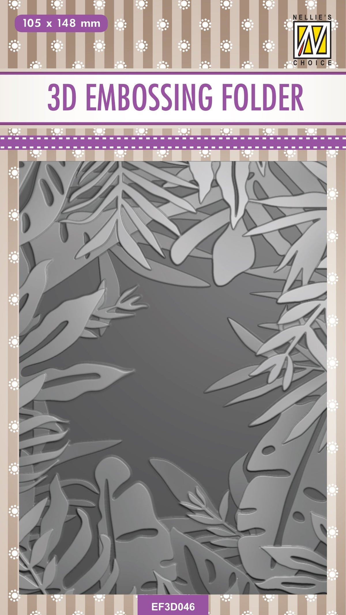 Nellie's Choice 3D Embossing Folder - Frame Of Tropical Leaves-1
