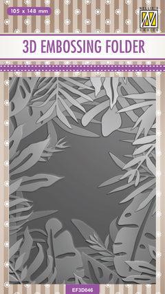 Nellie's Choice 3D Embossing Folder - Frame Of Tropical Leaves-1