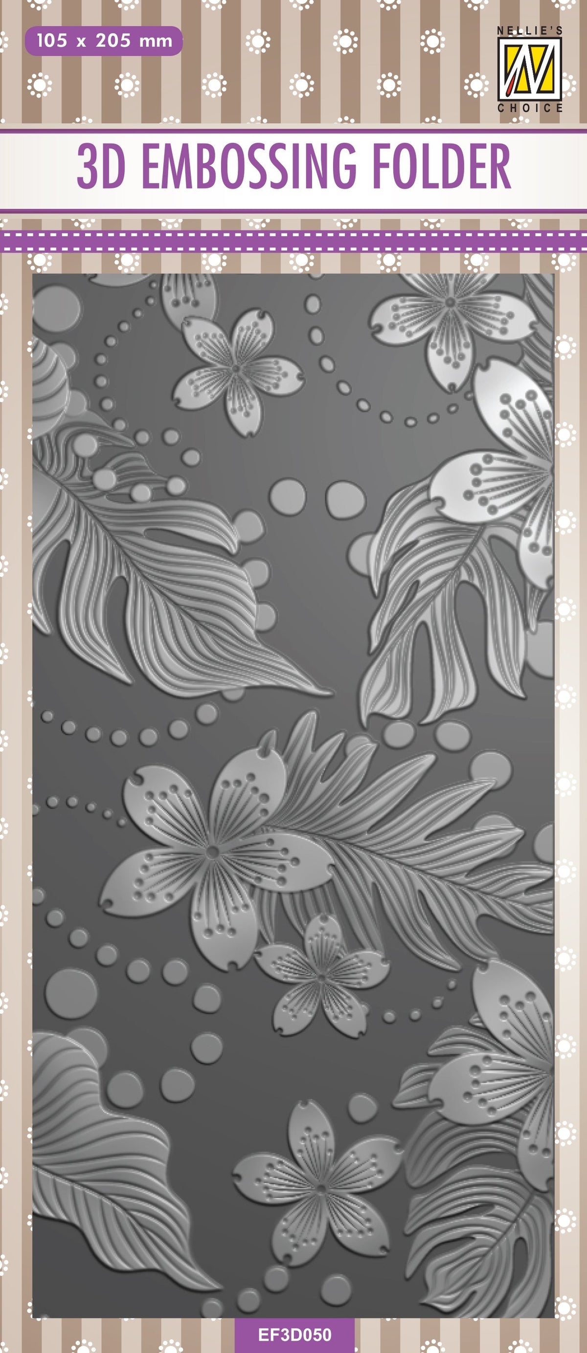 Nellie's Choice 3D Embossing Folder Slimline - Leaves & Flowers-1